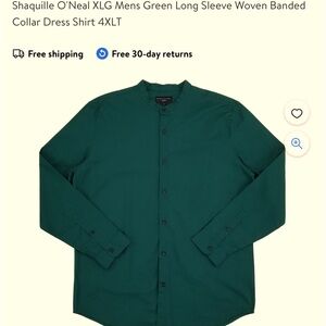 Shaquille ONeil Hunter Green Long Sleeve Button up shirt. Size 2X-NWT Brand NWT